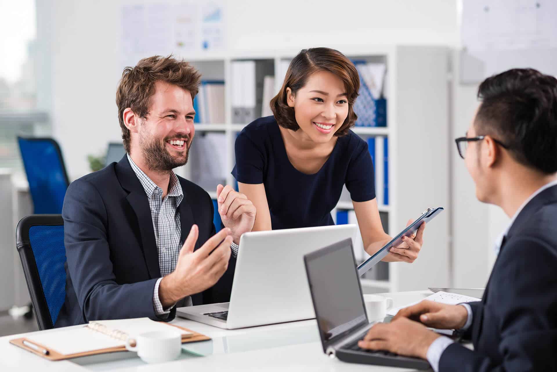 Business consultants reviewing an IT modernization plan